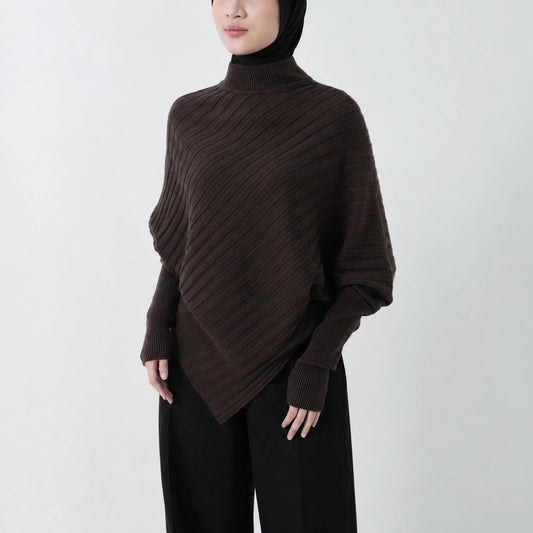 Poncho oversize en maille - asymétrique