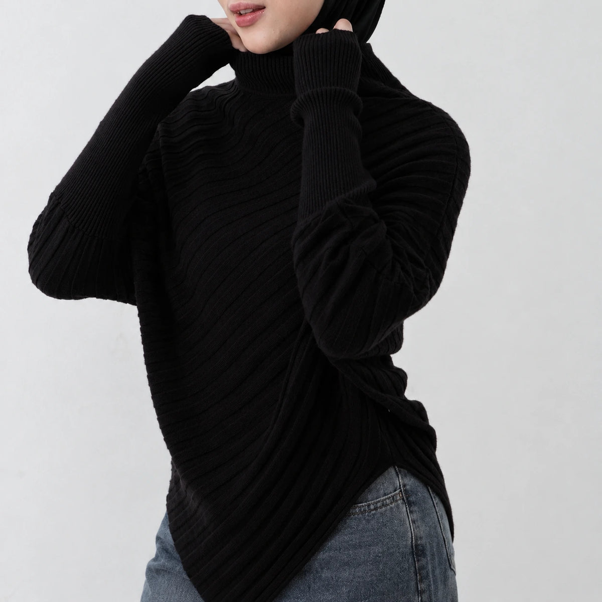 Poncho oversize en maille - asymétrique