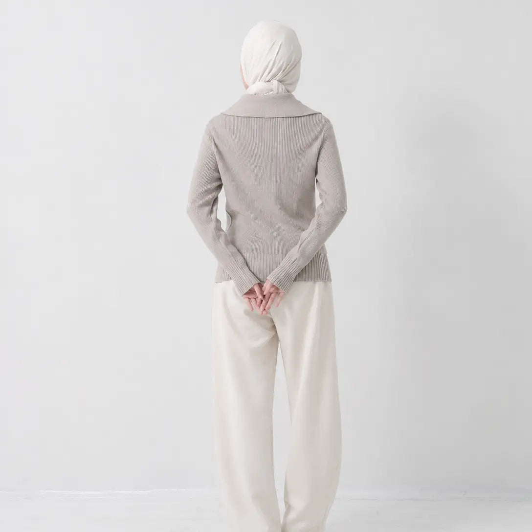 Pull en maille côtelée à col zippé